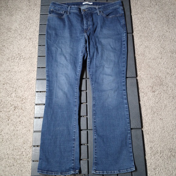 Levis 315 Shaping Bootcut Jeans Womens 34 Blue Stretch Denim Flare Long JD113 - Picture 1 of 11